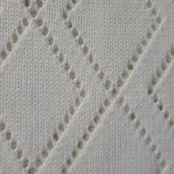 Mirol Women's Ivory Openwork V-Neck Long Sleeve Sweater - Picture 12 of 16